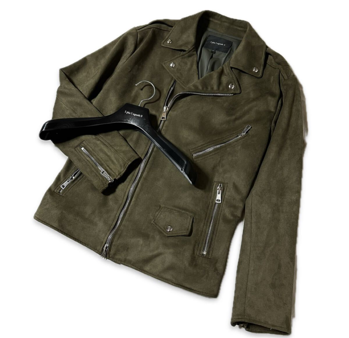 1piu1uguale3 ダブルライダース Ⅴ カーキ AKM wjk EMMETI junhashimoto エコレザー_画像2