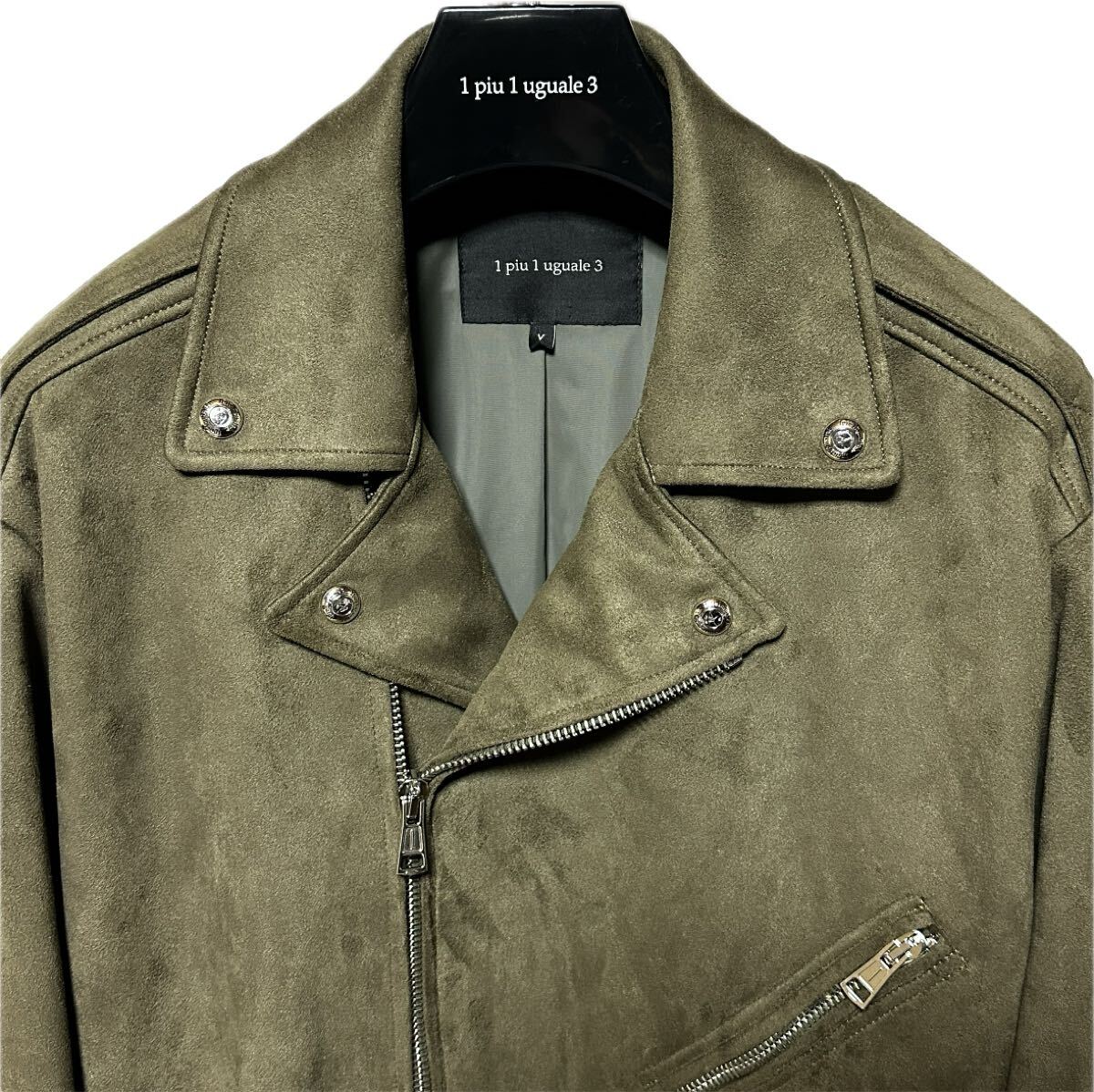 1piu1uguale3 ダブルライダース Ⅴ カーキ AKM wjk EMMETI junhashimoto エコレザー_画像6