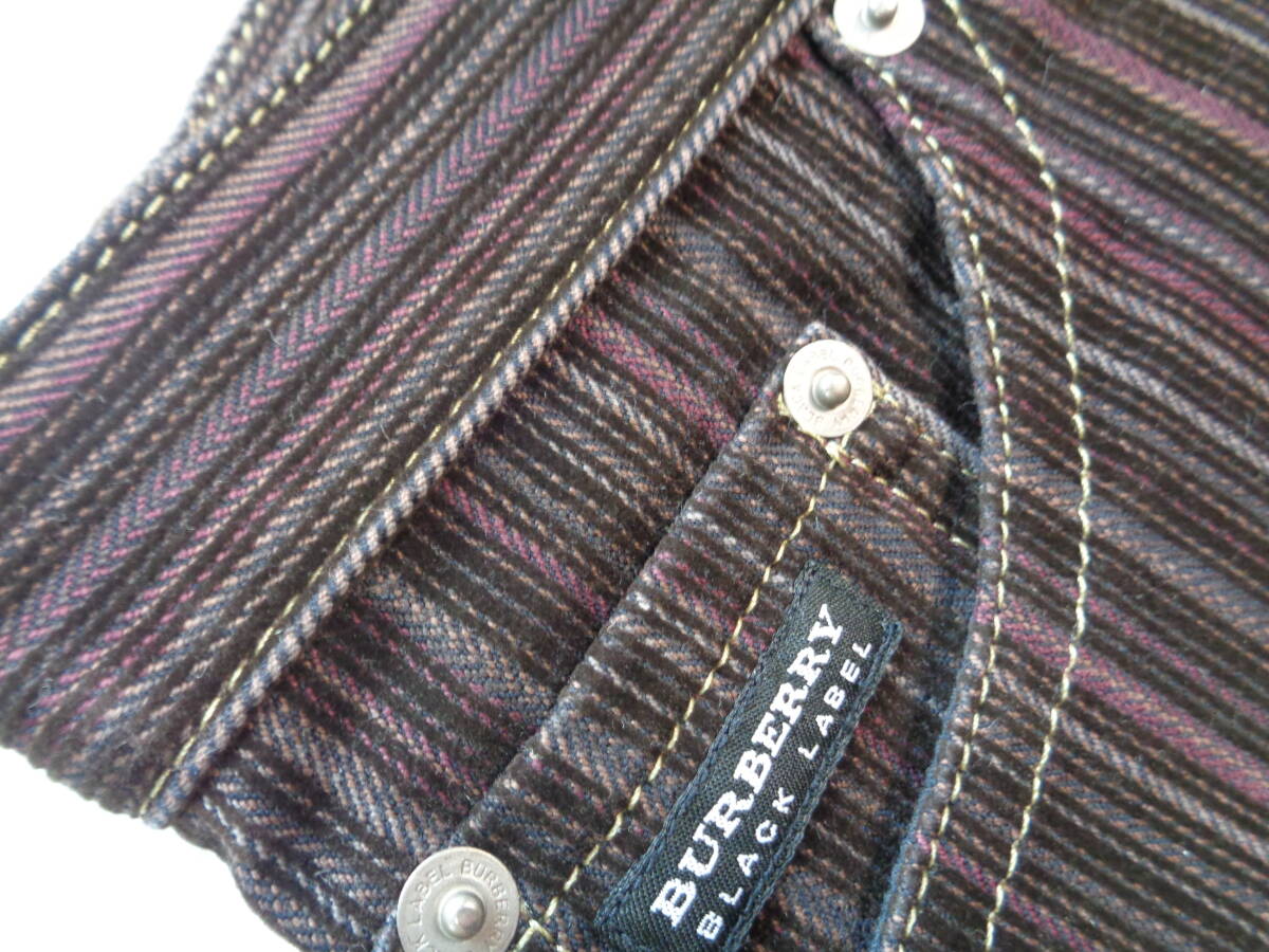 25-ｈ00　短時間着品　極美品　バーバリーブラックレーベル　ストライプ　パンツ　多少厚手　79_画像3