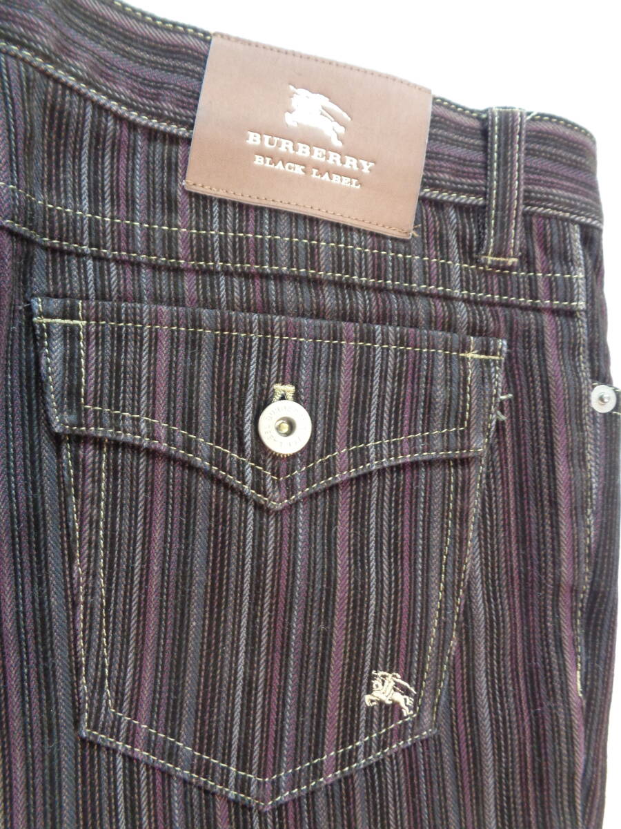 25-ｈ00　短時間着品　極美品　バーバリーブラックレーベル　ストライプ　パンツ　多少厚手　79_画像8