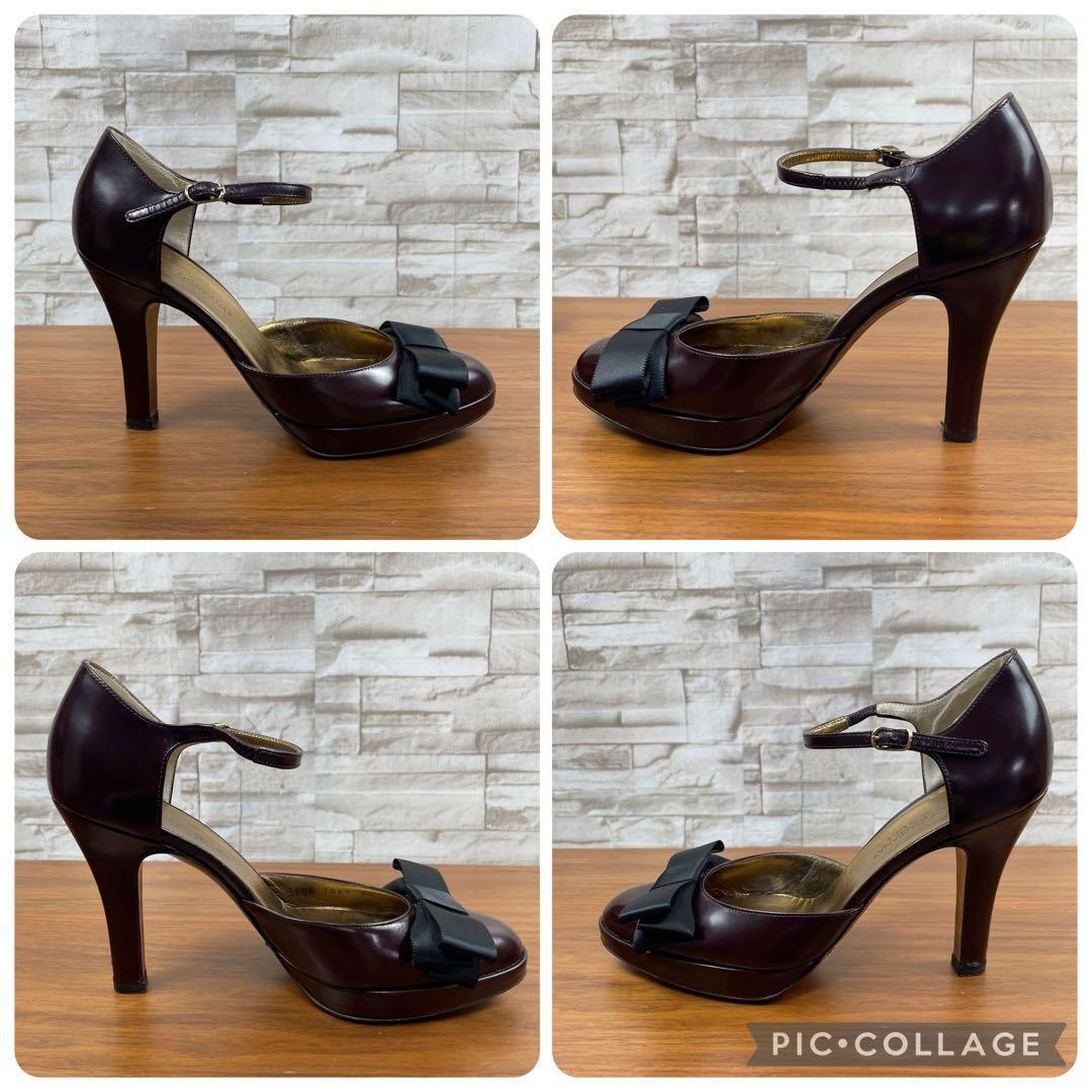 【美品】ドルチェ&ガッバーナ★アンクルストラップ　パンプス　リボン　プラム　35_画像4