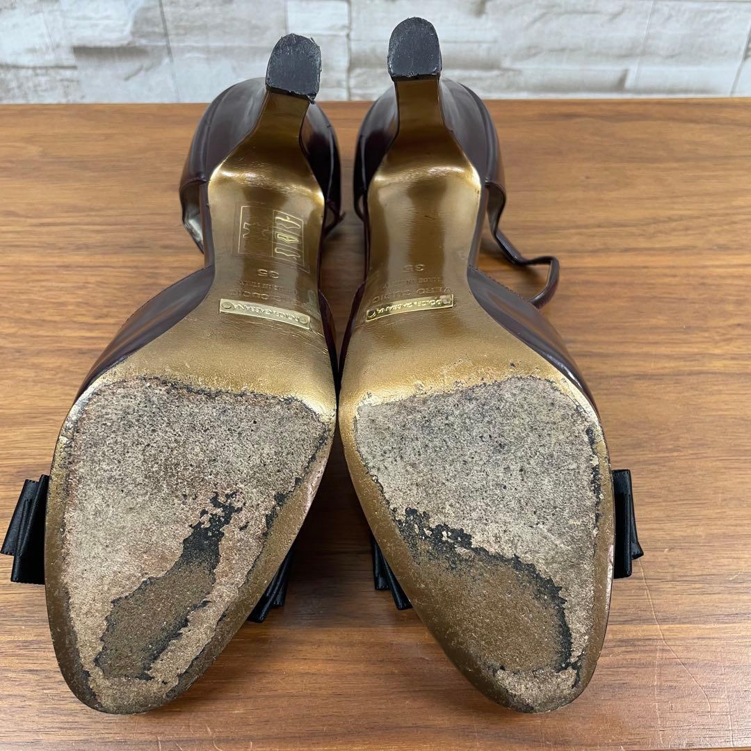 【美品】ドルチェ&ガッバーナ★アンクルストラップ　パンプス　リボン　プラム　35_画像7