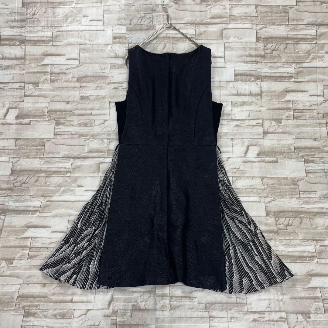 【極美品】アディアム★サイドプリーツ　ワンピース　デニム生地　ラメ　黒　2_画像3