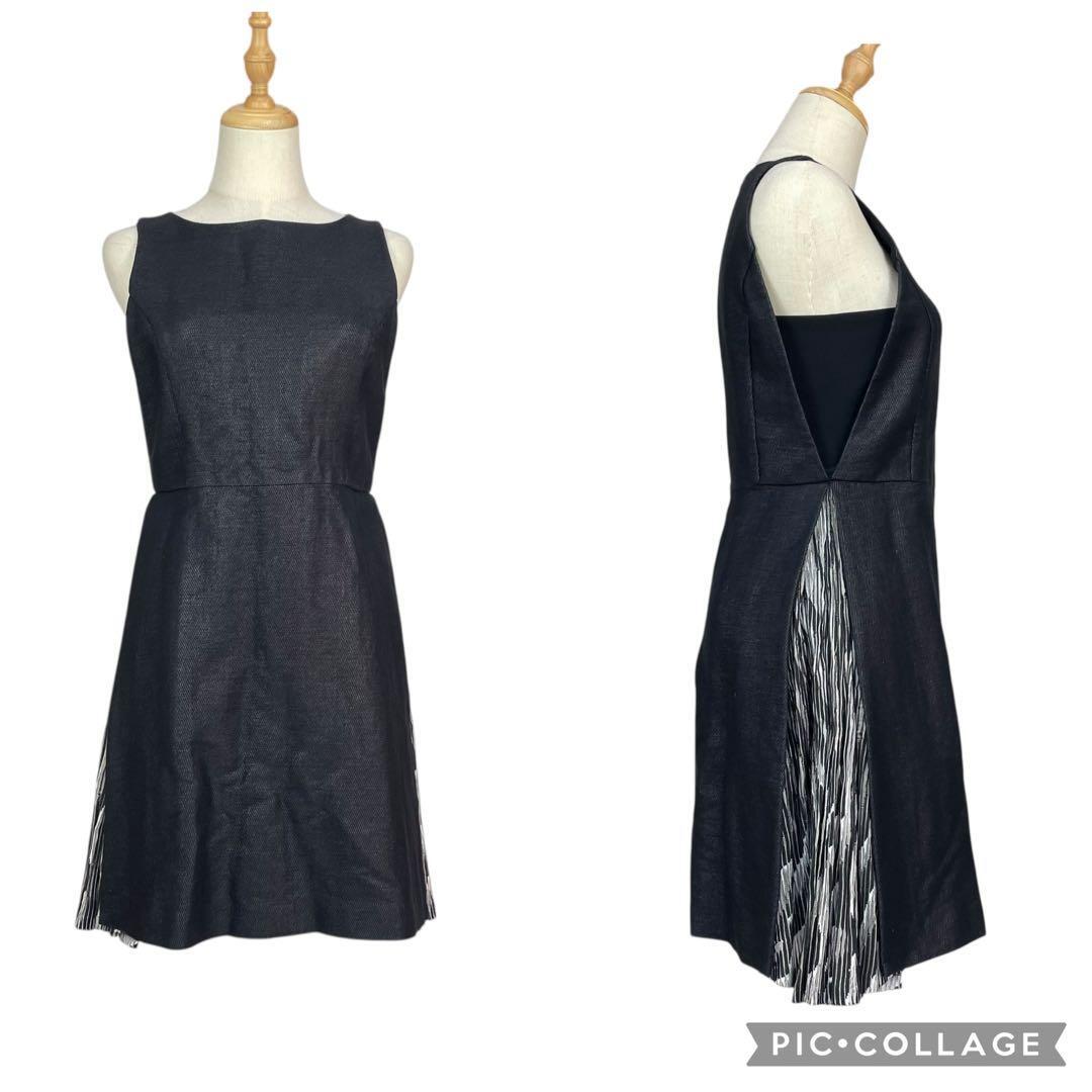 【極美品】アディアム★サイドプリーツ　ワンピース　デニム生地　ラメ　黒　2_画像4