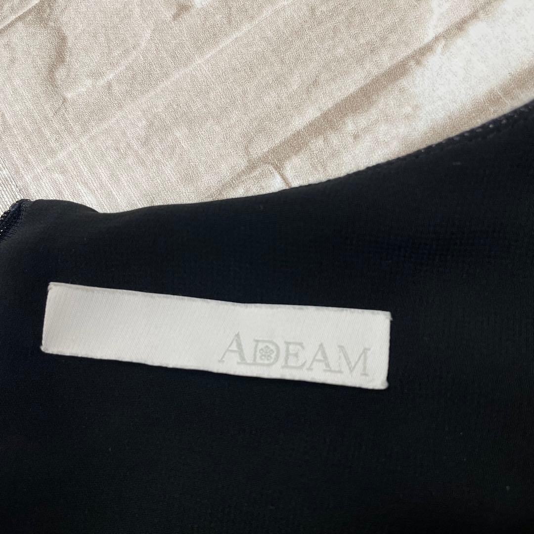 【極美品】アディアム★サイドプリーツ　ワンピース　デニム生地　ラメ　黒　2_画像10