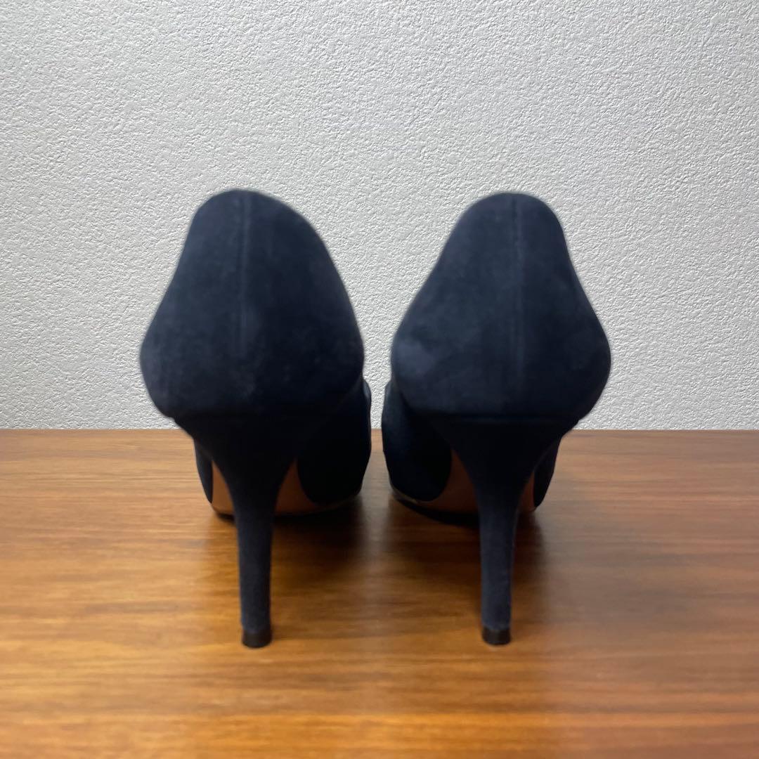 【美品】ルイヴィトン★パンプス　オープントゥ　黒　ゴールドロゴ　リボン　35_画像6