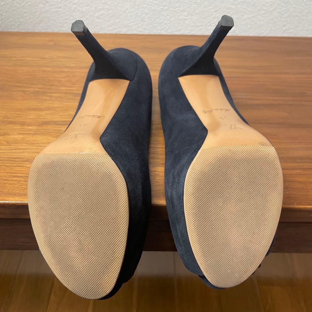 【美品】ルイヴィトン★パンプス　オープントゥ　黒　ゴールドロゴ　リボン　35_画像7