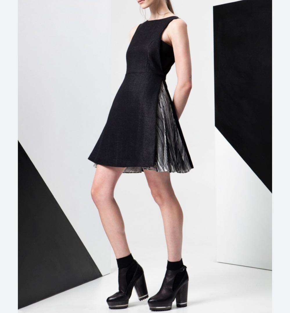 【極美品】アディアム★サイドプリーツ　ワンピース　デニム生地　ラメ　黒　2_画像1