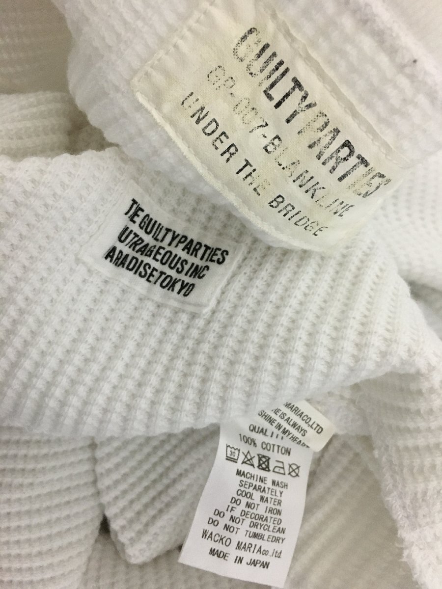 ◆WACKOMARIA ワコマリア XL クルーネック ワッフル サーマル カットソー ロングスリーブ Tシャツ 白 サイズXL_画像4