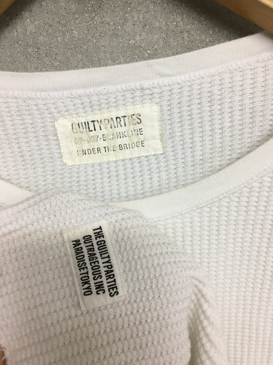 ◆WACKOMARIA ワコマリア XL クルーネック ワッフル サーマル カットソー ロングスリーブ Tシャツ 白 サイズXL_画像2