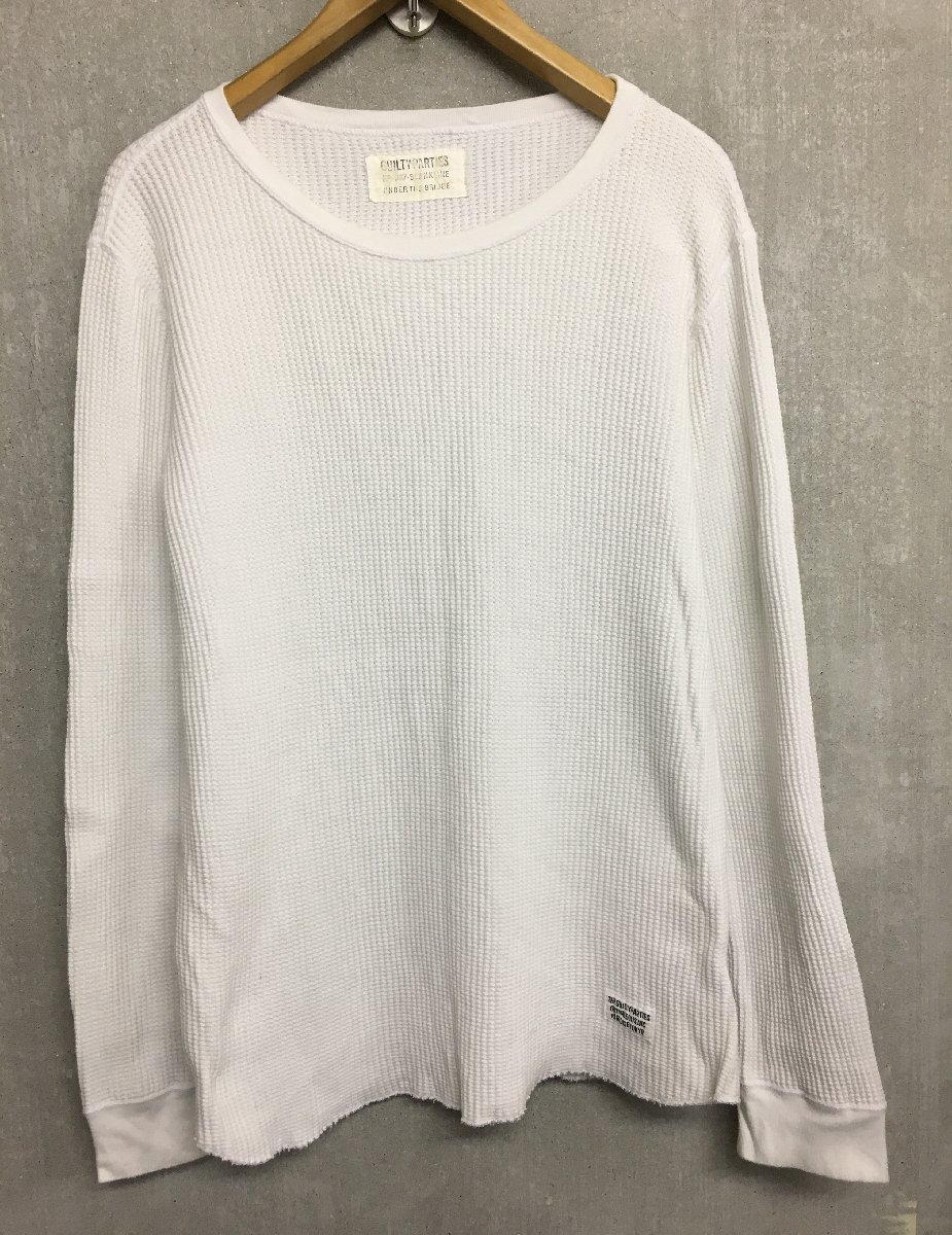 ◆WACKOMARIA ワコマリア XL クルーネック ワッフル サーマル カットソー ロングスリーブ Tシャツ 白 サイズXL_画像1