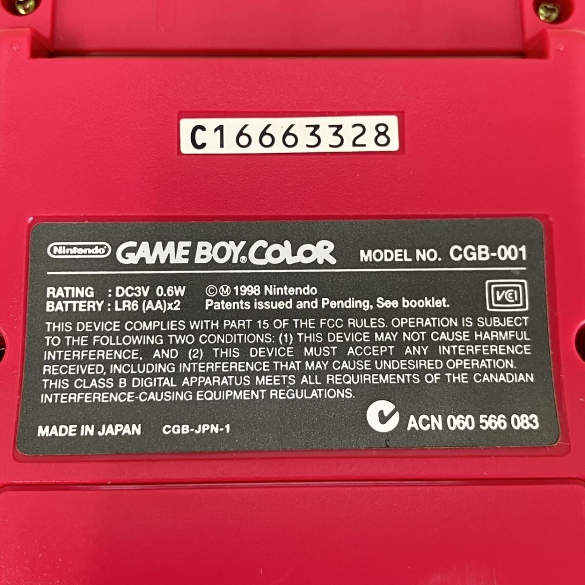 O304-T20-3011 ◎ NINTENDO GAME BOY COLOR CGB-001 ニンテンドー ゲームボーイカラー レッドカラー 箱付き ゲーム 通電確認済み TE_画像5