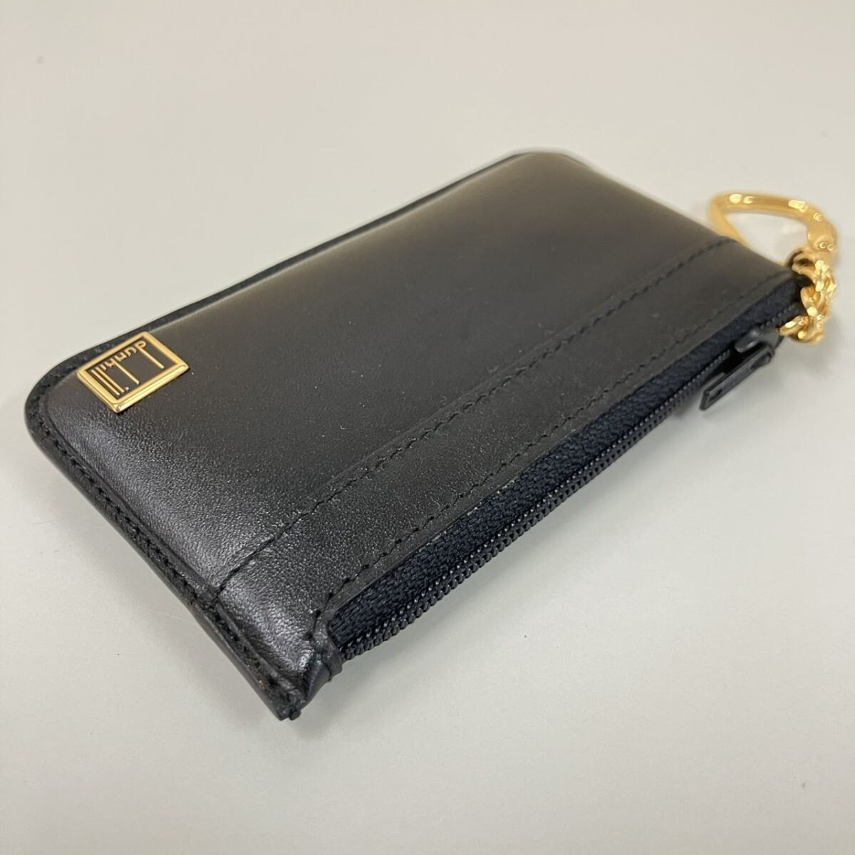 O380-SG3-1853 ◎ ALFRED DUNHILL ESTABLISHED 1893 ダンヒル キーリング付き コインケース 小銭入れ レザー メンズ キーケース TE_画像3