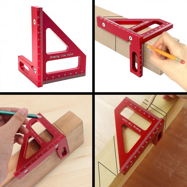 木工 直角定規 工具 DIY 90度 45度 スコヤ 三角定規 アルミニウム合金_画像7