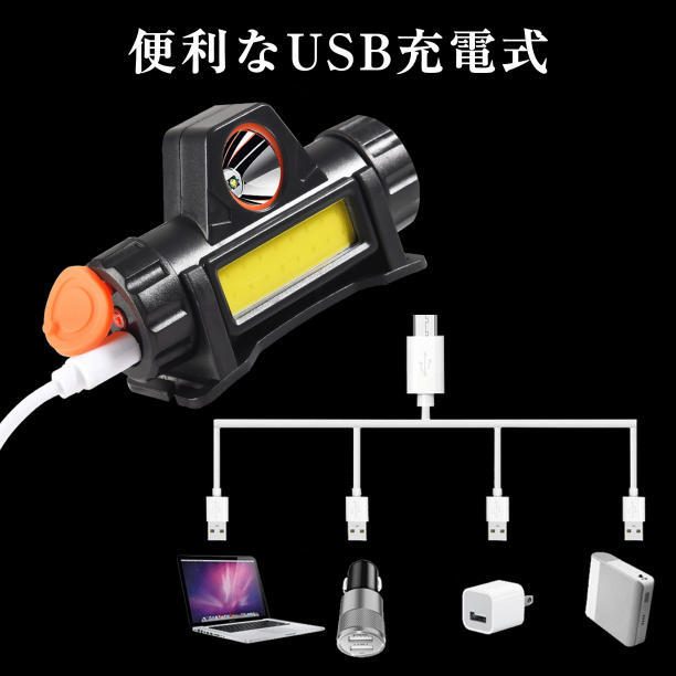 LED ヘッドライト COB 投光器 ランプ USB 充電式 懐中電灯 ランタン_画像8