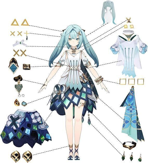 送料無料 コスプレ衣装 コスプレ ファルザン S ウィッグ付き コスプレ衣装一式 学者 原神 フルセット コスチューム 大人用 仮装 新品未使用_画像5