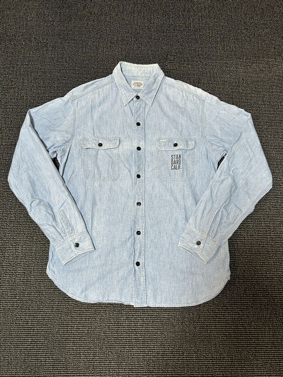 STANDARD CALIFORNIA スタンダードカリフォルニア 長袖シャツ シャンブレーシャツ ブルー サイズM 日本製_画像1