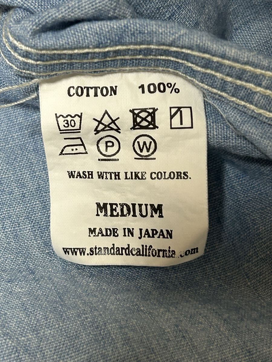 STANDARD CALIFORNIA スタンダードカリフォルニア 長袖シャツ シャンブレーシャツ ブルー サイズM 日本製_画像4