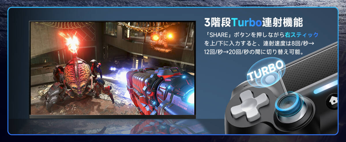 ps4コントローラー pc Turbo連射機能 6軸ジャイロセンサー 二重振動 Bluetoooth5.4 無線/有線安定接続 1000mAh 急速充電 16時間連続使用 白_画像9