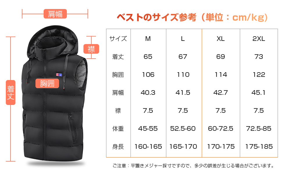 電熱ベスト 30000mAhバッテリー付き 【11箇所発熱＆取り外しフード付き】 加熱ベスト 2WAY給電 Mサイズ_画像8