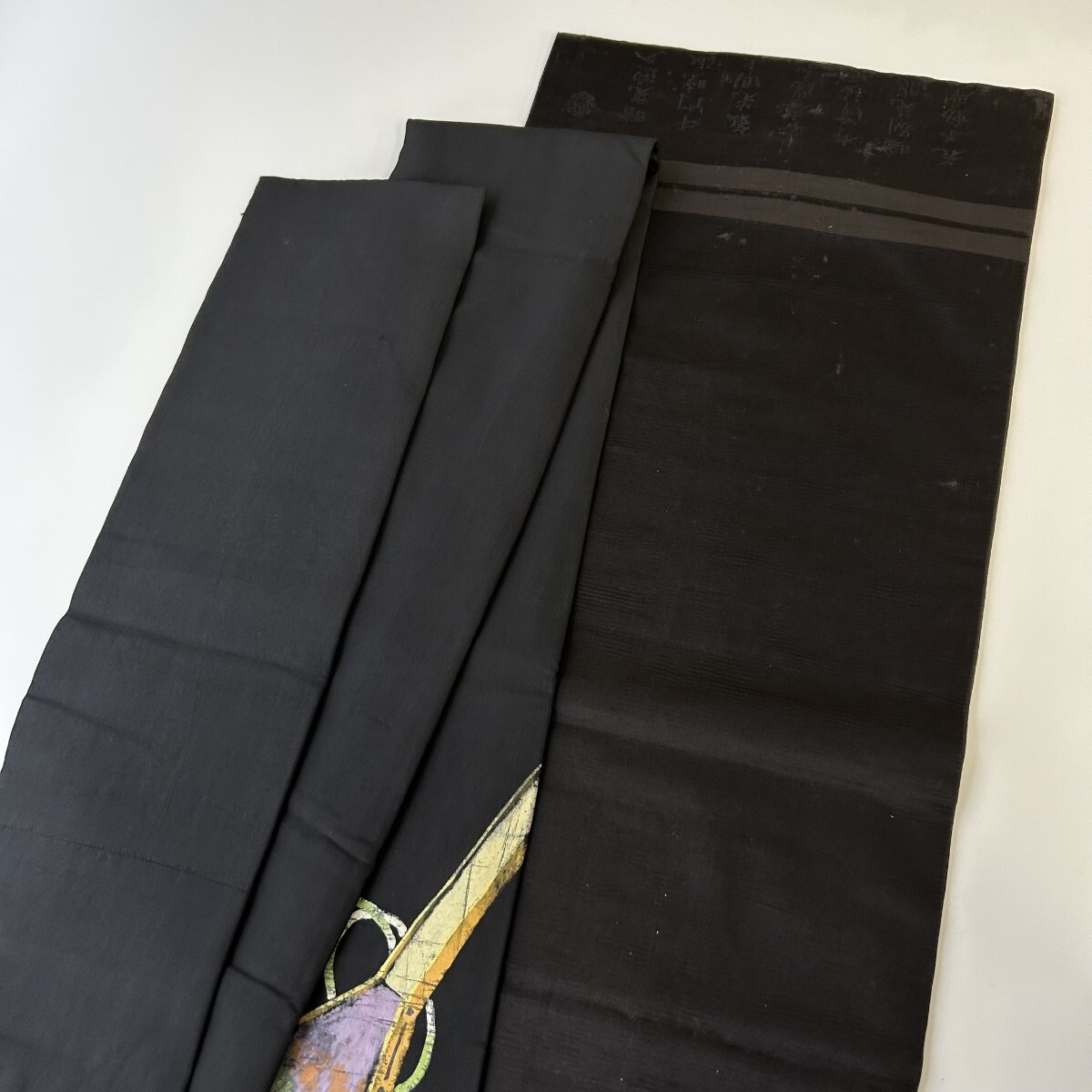 【楓】珍品 アンティーク名古屋帯 手描き 能面 老人 正絹 九寸 KK-1439_画像7