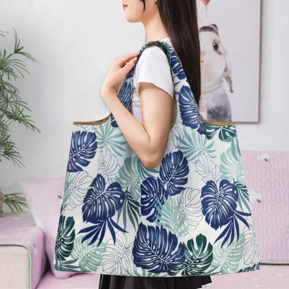 在庫処分！二枚セット!新品　大容量　折り畳み可愛い頑丈エコバッグ_画像2