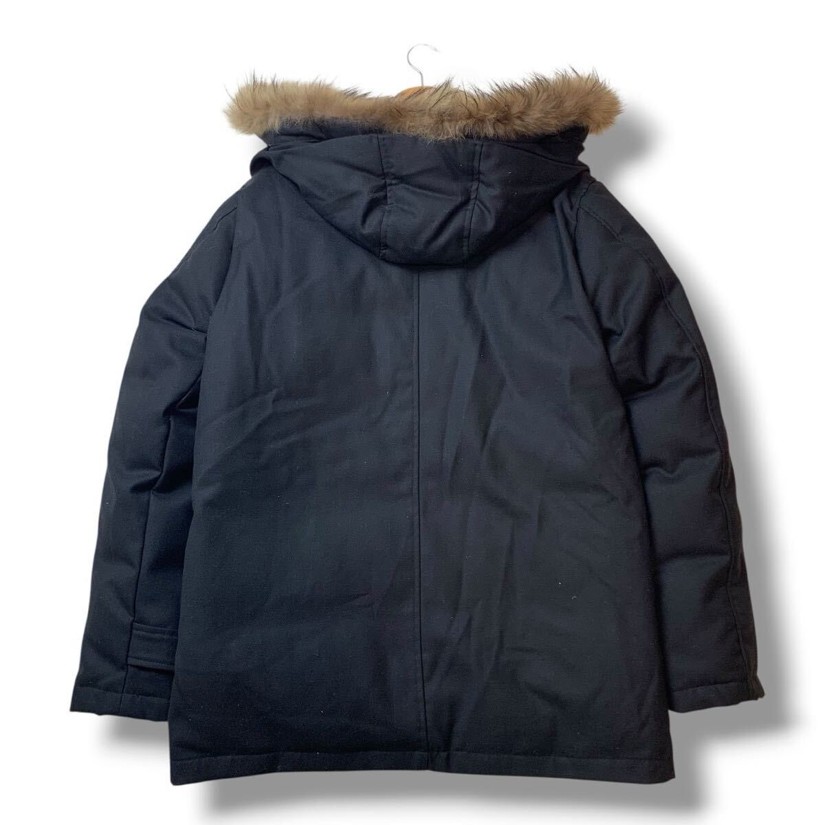 【極美品】URBAN RESEARCH アーバンリサーチ ダウンジャケット ウール フェザー フード ファー メンズ アウター ブラック 40(L相当)_画像6