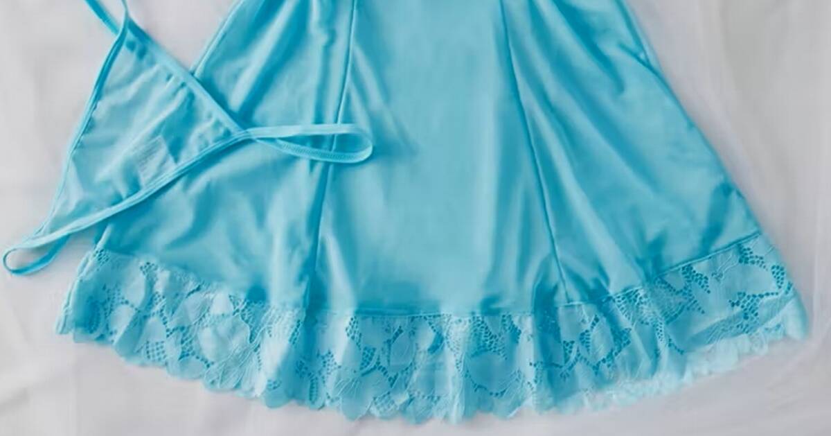 ◆ ラグジュアリーフローラルレース スリップ 3L-77(バスト100-108cm 着丈 約77cm)アクアマリン系♪新品:大きいサイズ◆送料230円(匿名)◆_画像3