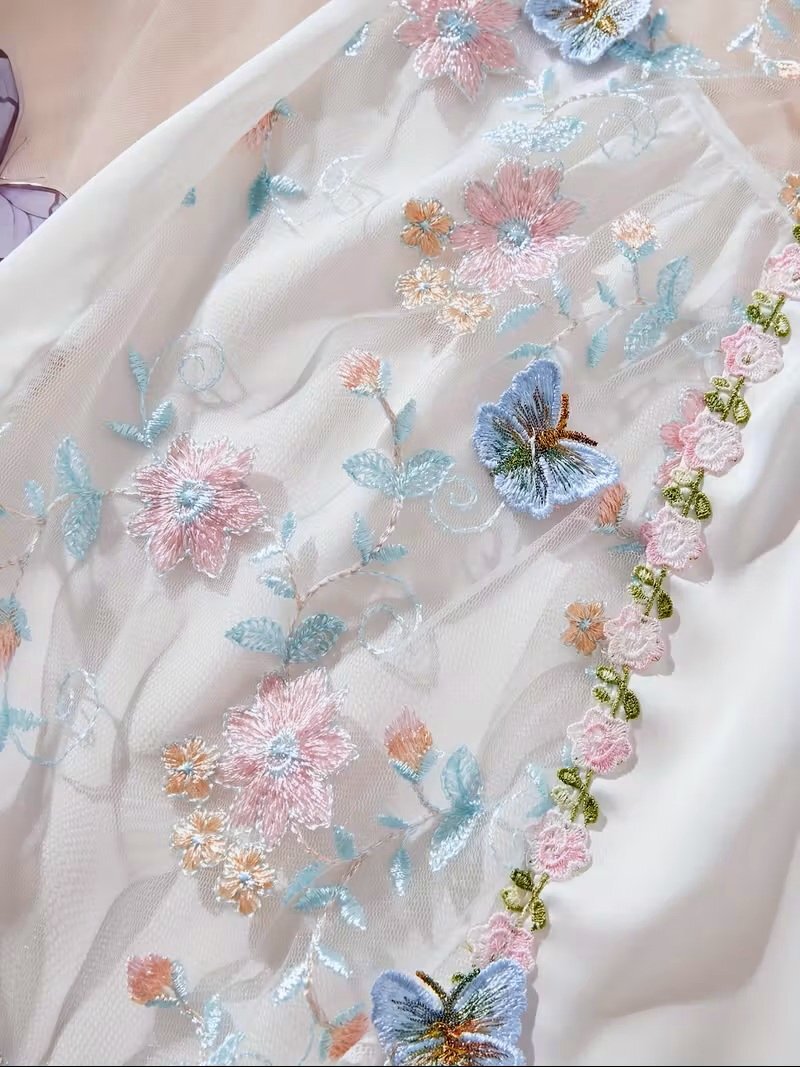 ◆ラグジュアリー ゴージャス刺繍たっぷりスリップ LL-80 (バスト93-101cm 着丈約80cm) ホワイト系♪新品:大きいサイズ◆送料230円(匿名)◆_画像7