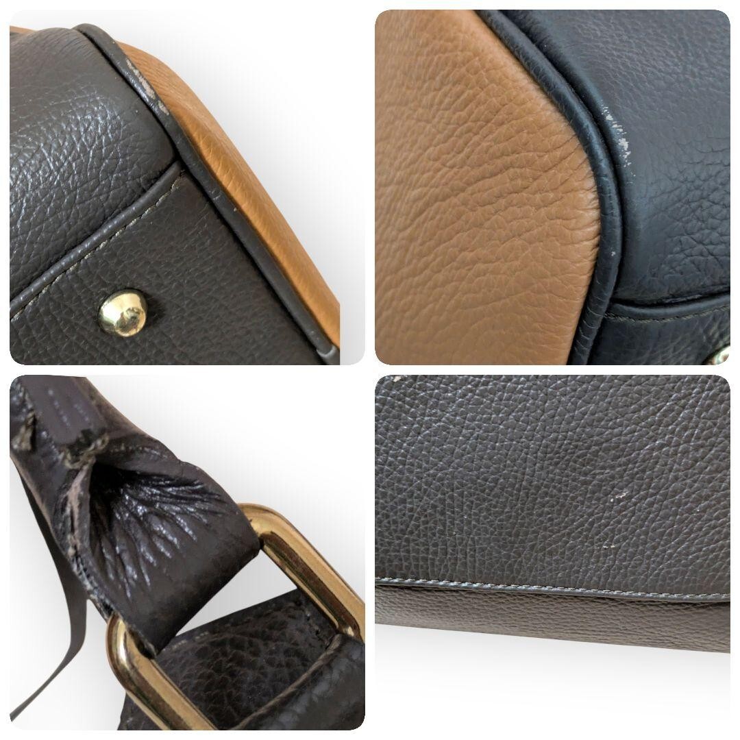 1円スタート【マルコビアンキーニ】2way ショルダーバッグ ハンドバッグ ミニボストン レザー 本革バイカラー MARCO BIANCHINI 白 ネイビー_画像7