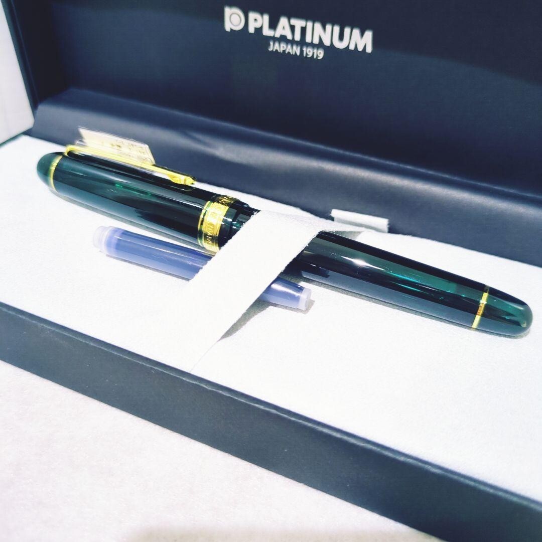 1円〜 新品未使用 プラチナ万年筆 #3776 センチュリー 585 ペン先14K 緑 細字 Fニブ 箱付きインク付き ローレルグリーン 超美品 PLATINUM_画像2