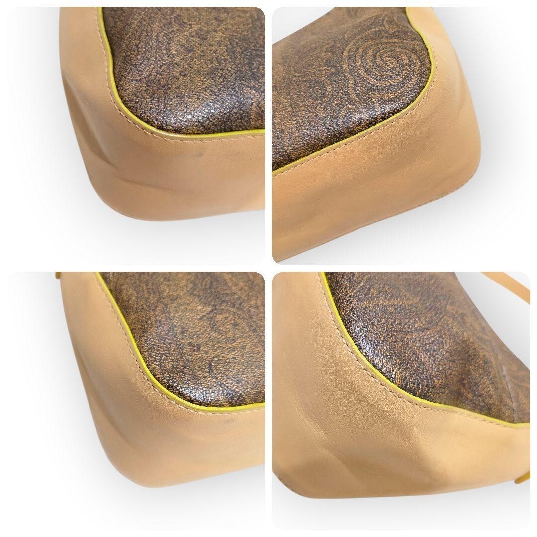 1円〜【エトロ】ETRO ワンショルダー ハンドバッグ ペイズリー柄 アクセサリーポーチ PVC ブラウン レザー ワンショル バック かばん 鞄_画像6