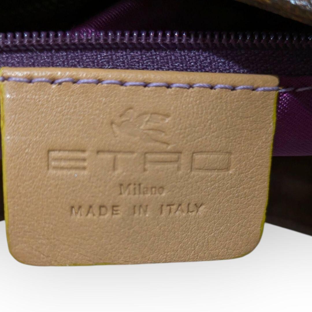 1円〜【エトロ】ETRO ワンショルダー ハンドバッグ ペイズリー柄 アクセサリーポーチ PVC ブラウン レザー ワンショル バック かばん 鞄_画像8