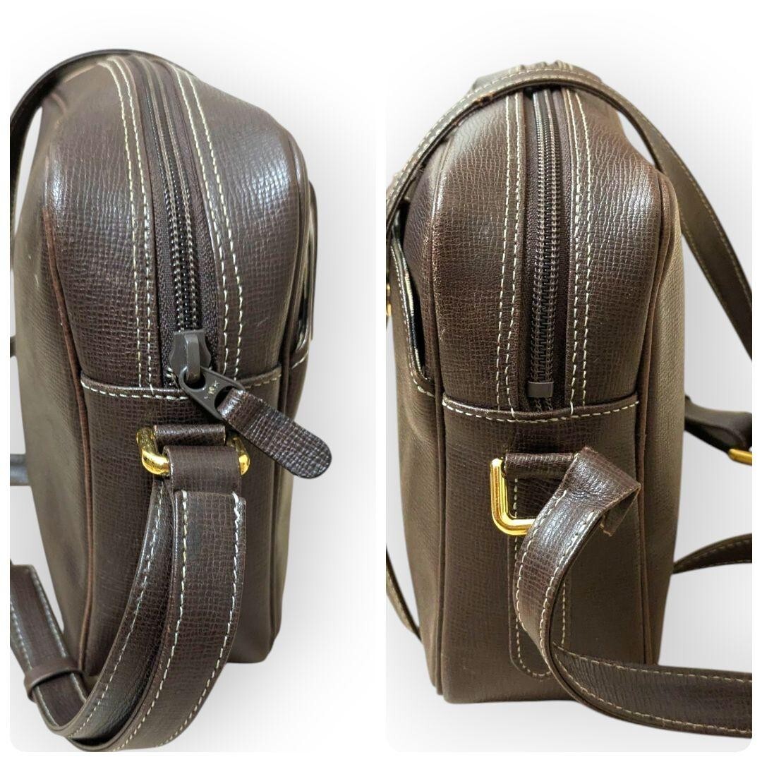 1円〜【DAKS】ダックス レザー ショルダーバッグ カメラバッグ ブラウン 肩掛け クロスボディ ヴィンテージ 鞄バック ハウスチェック_画像4