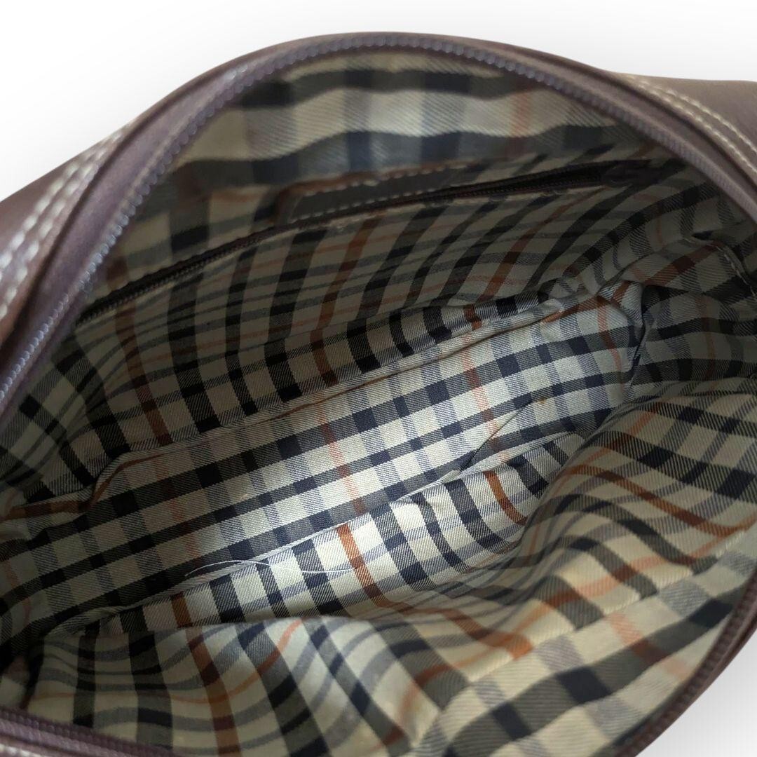 1円〜【DAKS】ダックス レザー ショルダーバッグ カメラバッグ ブラウン 肩掛け クロスボディ ヴィンテージ 鞄バック ハウスチェック_画像9