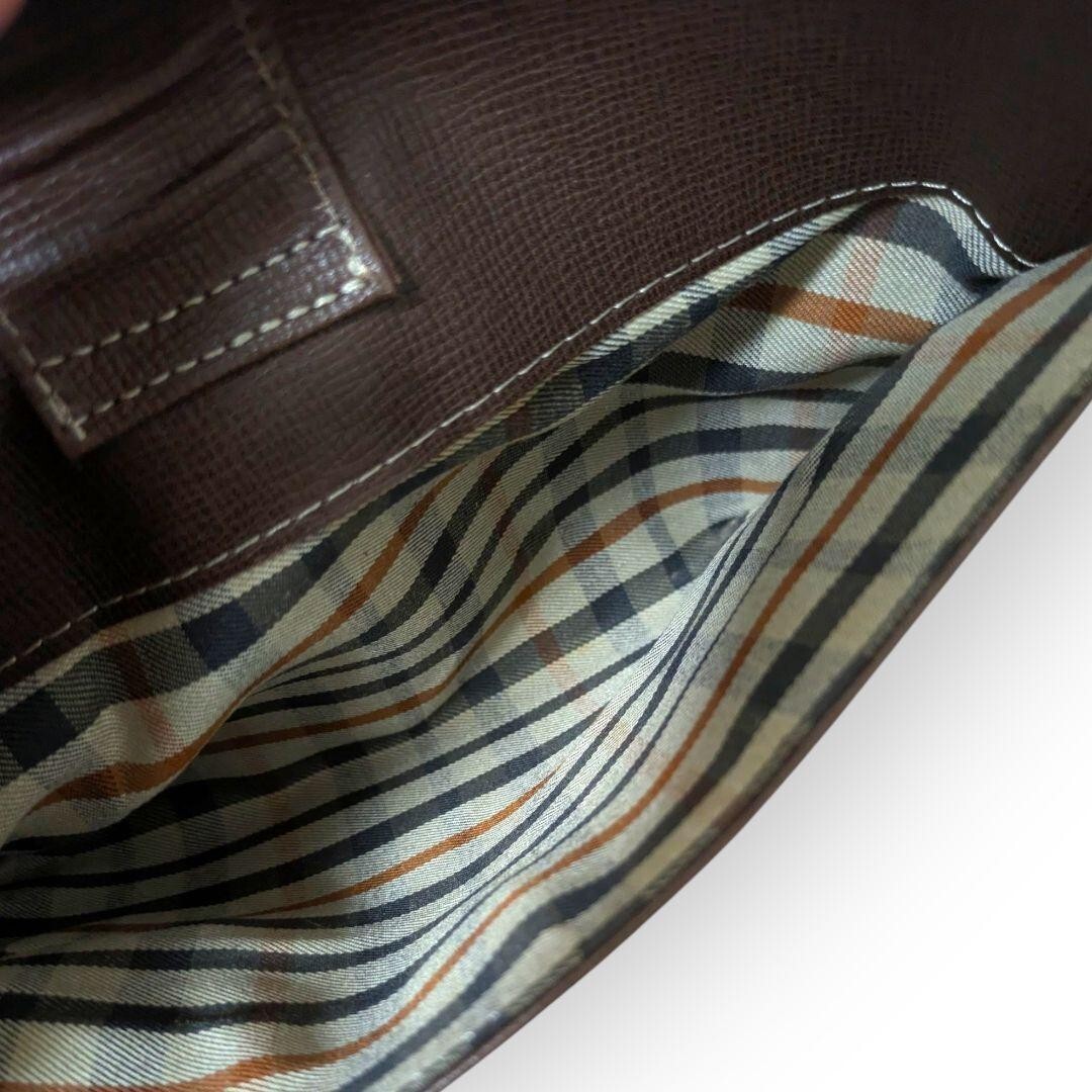 1円〜【DAKS】ダックス レザー ショルダーバッグ カメラバッグ ブラウン 肩掛け クロスボディ ヴィンテージ 鞄バック ハウスチェック_画像10