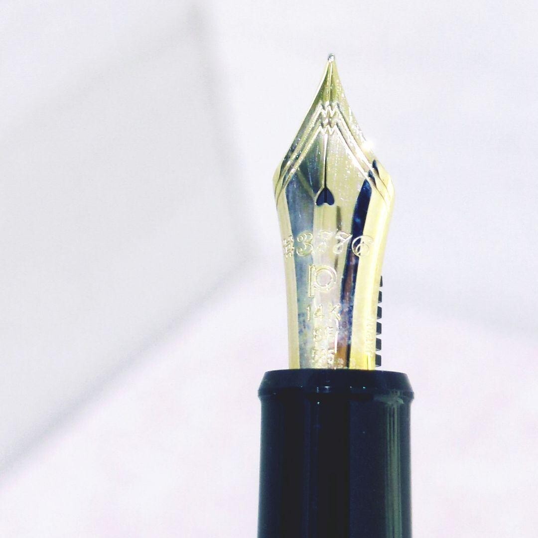 1円〜新品未使用 プラチナ万年筆 #3776 センチュリー F 585 ペン先14K 黒 細軟 SFニブ PLATINUM 箱付き、インク付き ブラック超美品_画像4