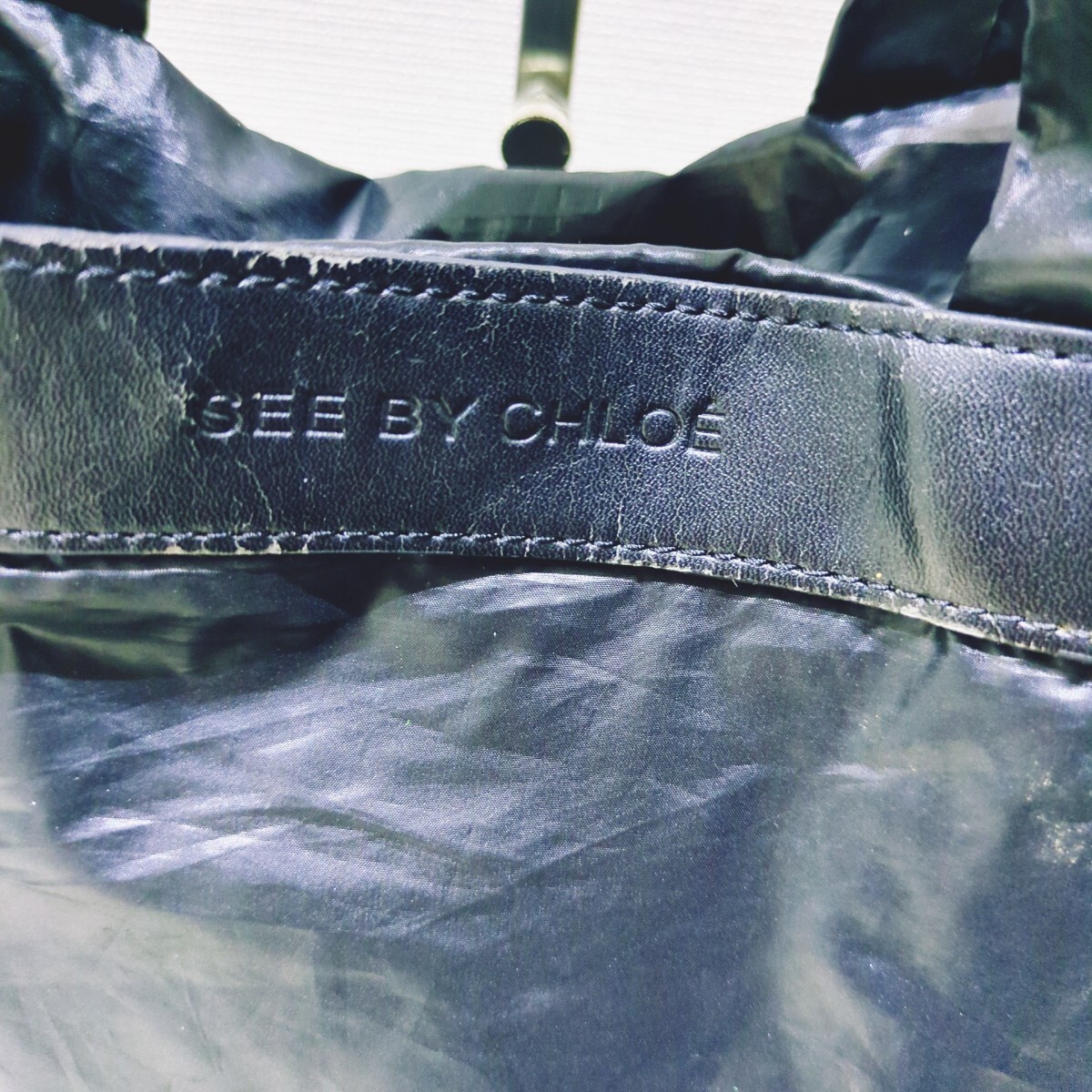 1円〜【SEE BY CHLOE】シーバイクロエ ナイロン トートバッグ ハリネズミ チャーム付き バック 鞄 軽量 ハンドバッグ 黒 ブラック_画像6