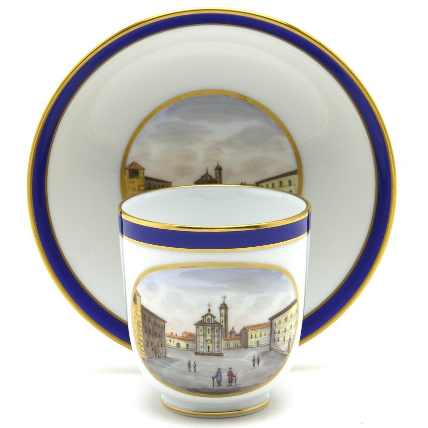 50%Off リチャードジノリ コーヒーカップ＆ソーサー フィレンツェの眺望 手描き 磁器製 洋食器 イタリア製 新品 Richard Ginori_画像4