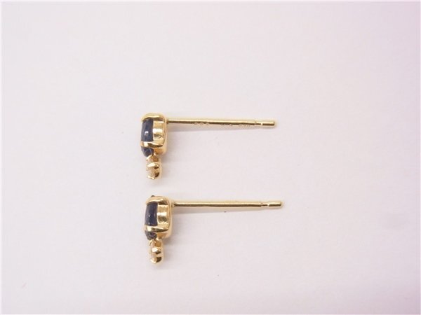 ◎ K18ピアス　◎　K18YG　サファイア0.20ct　ダイヤ0.02ct　スタッドピアス　18金イエローゴールド　◎美品_画像7