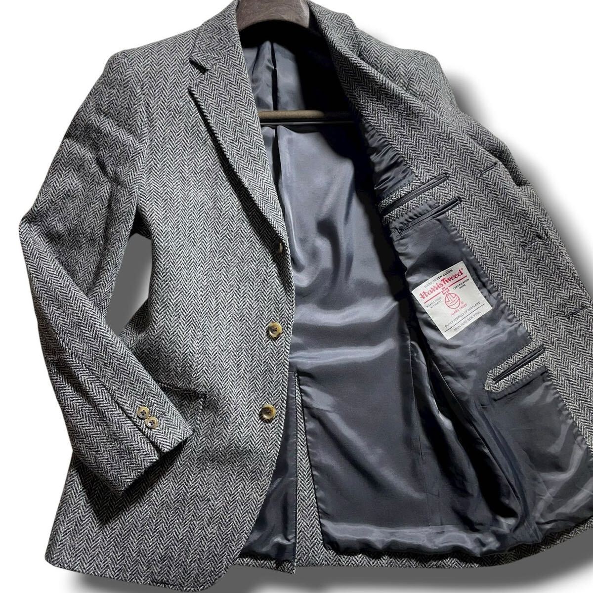 【未使用 袖タグ付 希少XL 】 Harris Tweed OXFORD CLASSIC ハリスツイード テーラードジャケット ヘリンボーン アンコン スーツ LL メンズ_画像1