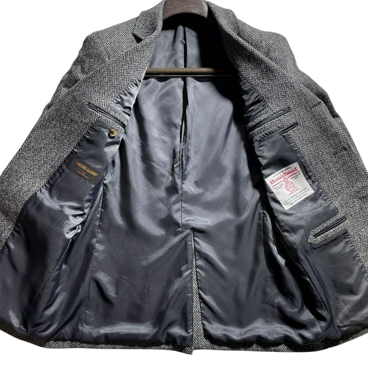 【未使用 袖タグ付 希少XL 】 Harris Tweed OXFORD CLASSIC ハリスツイード テーラードジャケット ヘリンボーン アンコン スーツ LL メンズ_画像2