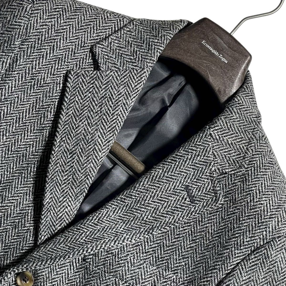 【未使用 袖タグ付 希少XL 】 Harris Tweed OXFORD CLASSIC ハリスツイード テーラードジャケット ヘリンボーン アンコン スーツ LL メンズ_画像5