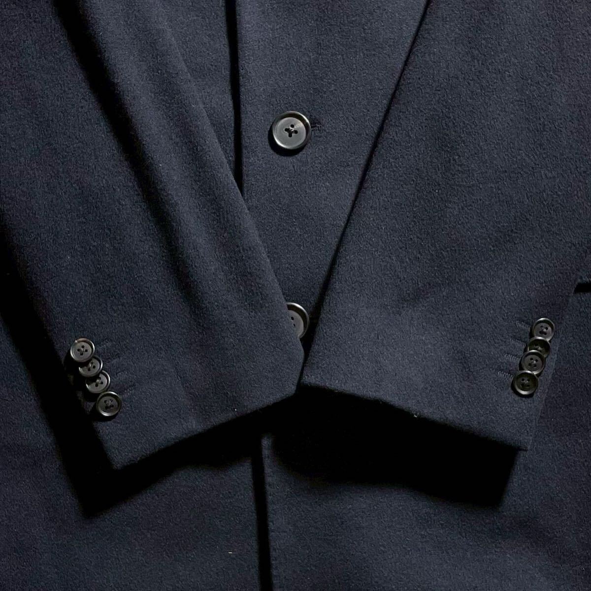 【未使用級 希少XL位 繊維の宝石カシミヤ100%】BARNEYS NEWYORK バーニーズニューヨーク チェスターコート ロング丈 アウター ブルゾン 紺_画像7