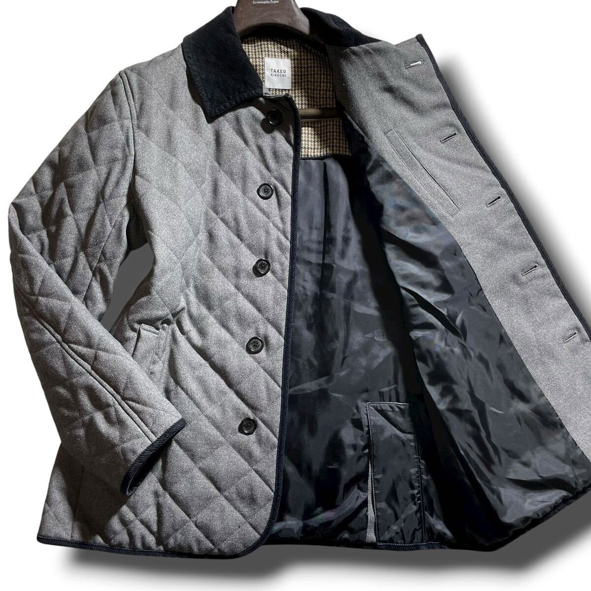 【極美品 希少L 現行タグ】TAKEO KIKUCHI タケオキクチ キルティングジャケット アウター ブルゾン コート 襟コーデュロイ 切替 ビジネス_画像1