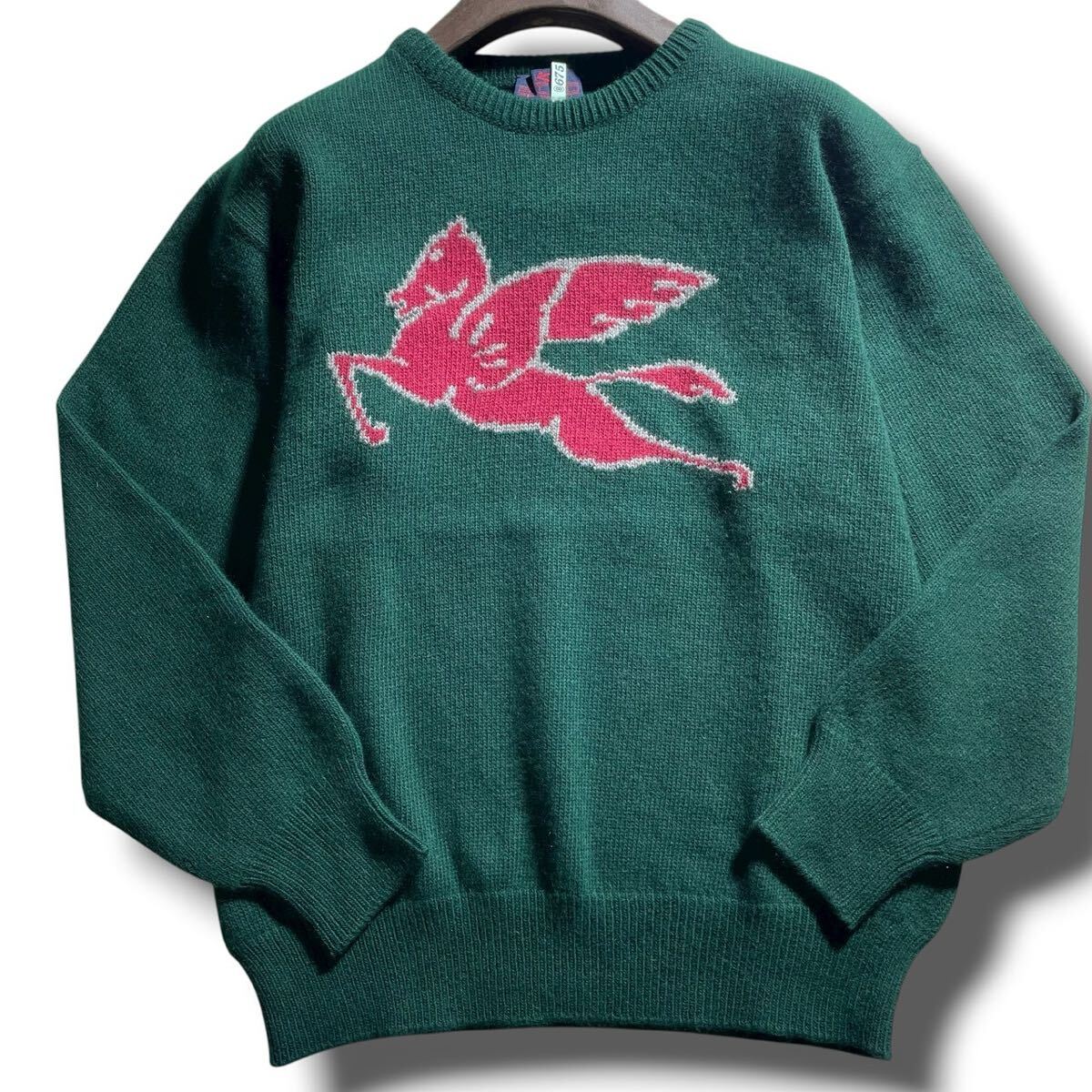 【極美品 希少XL位 カシミヤ級の手触り】ETRO エトロ ニット セーター ロゴ ペガサス アンゴラ ヴァージンウール グリーン クリーニング済_画像1