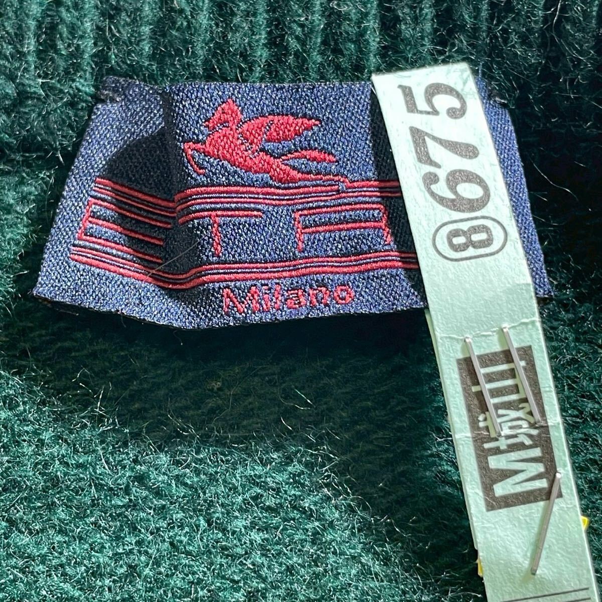 【極美品 希少XL位 カシミヤ級の手触り】ETRO エトロ ニット セーター ロゴ ペガサス アンゴラ ヴァージンウール グリーン クリーニング済_画像6