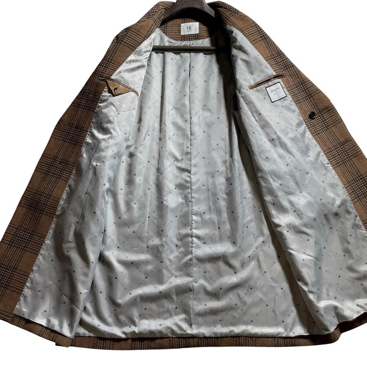 【未使用級 希少XL位 イタリア製MIDA社生地】 TAKEO KIKUCHI タケオキクチ チェスターコート ロング チェック柄 GIGATEX アウター ブルゾン_画像2