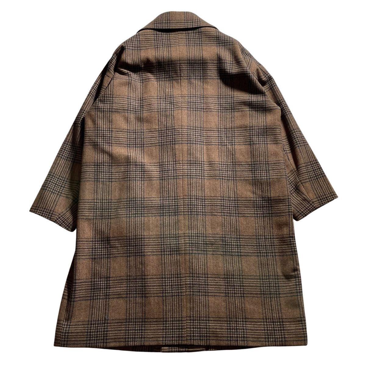【未使用級 希少XL位 イタリア製MIDA社生地】 TAKEO KIKUCHI タケオキクチ チェスターコート ロング チェック柄 GIGATEX アウター ブルゾン_画像4