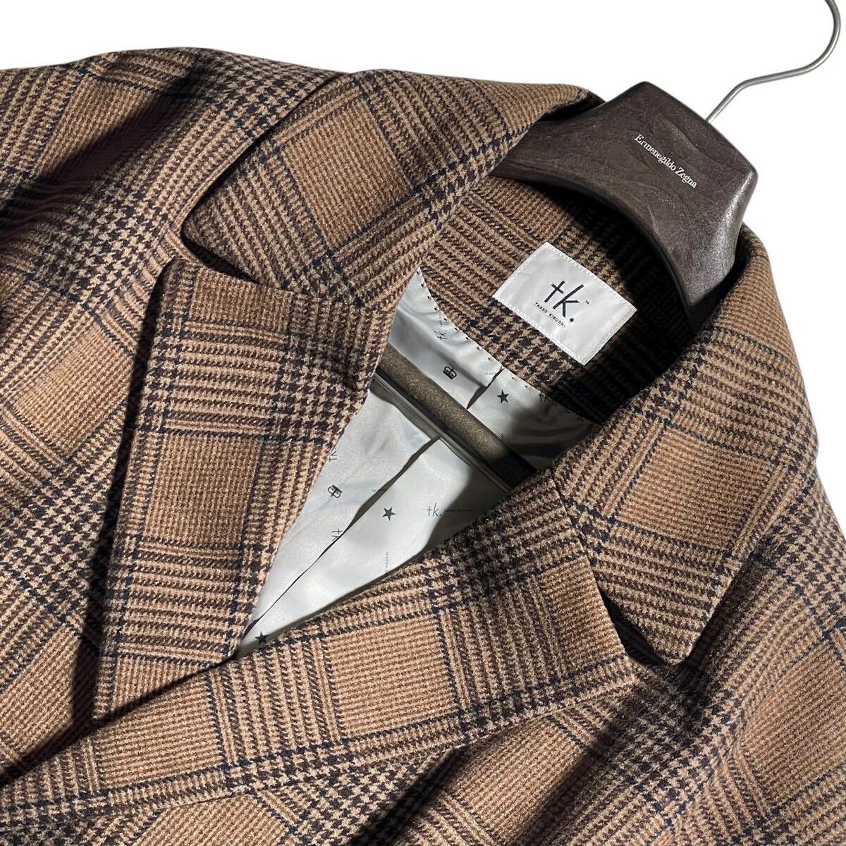 【未使用級 希少XL位 イタリア製MIDA社生地】 TAKEO KIKUCHI タケオキクチ チェスターコート ロング チェック柄 GIGATEX アウター ブルゾン_画像5